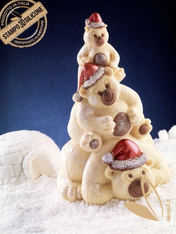 Moule en silicone Sapin de Noël - Arbre Famille d'ours