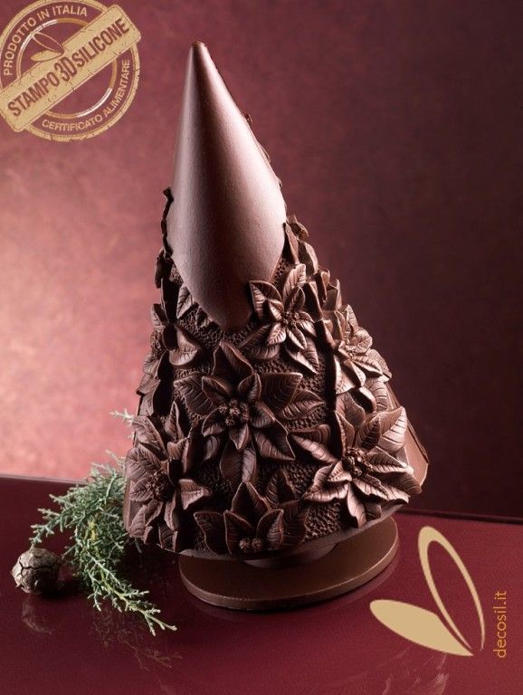 Moule en silicone Sapin de Noël avec Fleurs de Noël