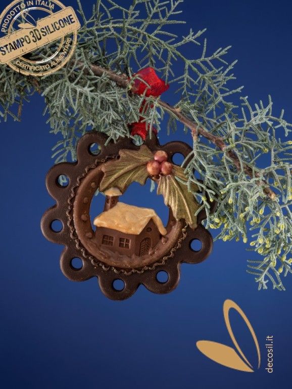 Moule Pendentif de Noël Maison et Houx