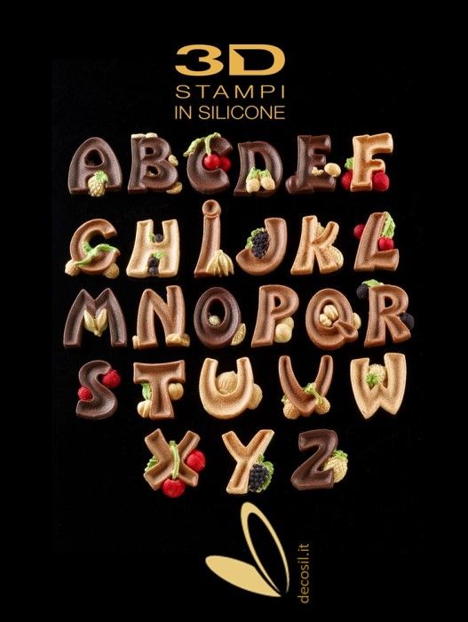 Moule Alphabet lettres majuscules décorées avec des fruits