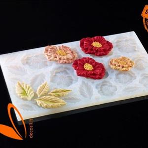 Moule Pavot et Feuilles grandes et petites